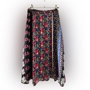 Pleated Floral Midi Skirt